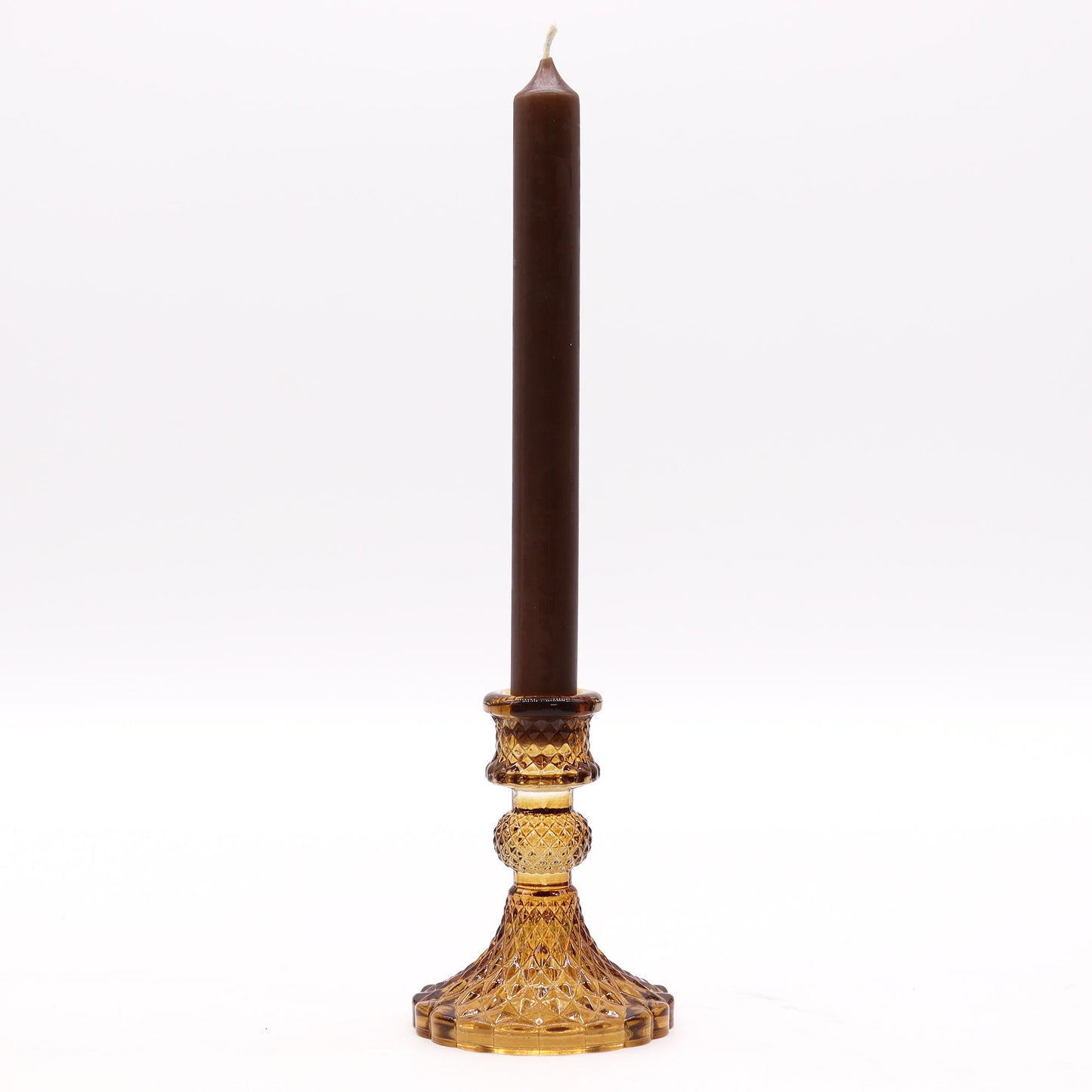 Vintage Dinner Candle Holder - Antique Amber
