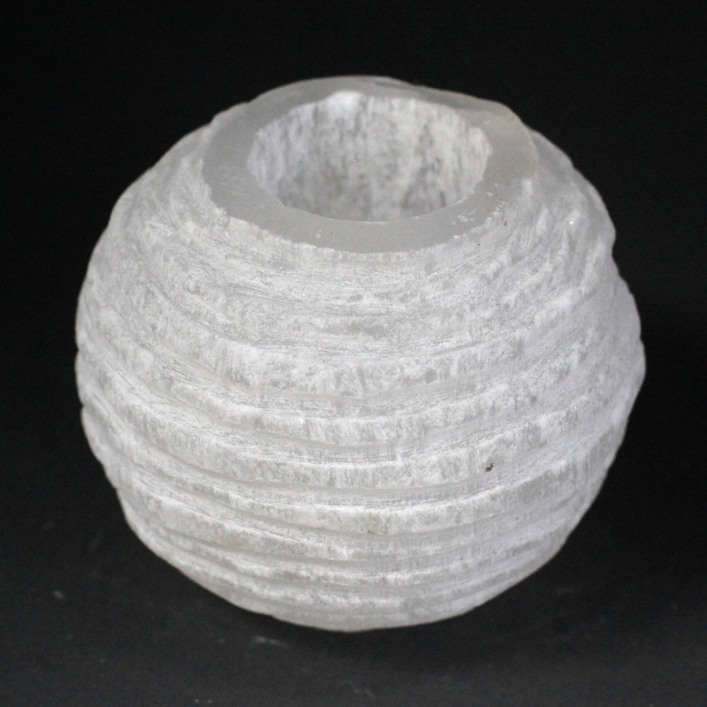 Selenit-Schneeball-Kerzenhalter - 8 cm