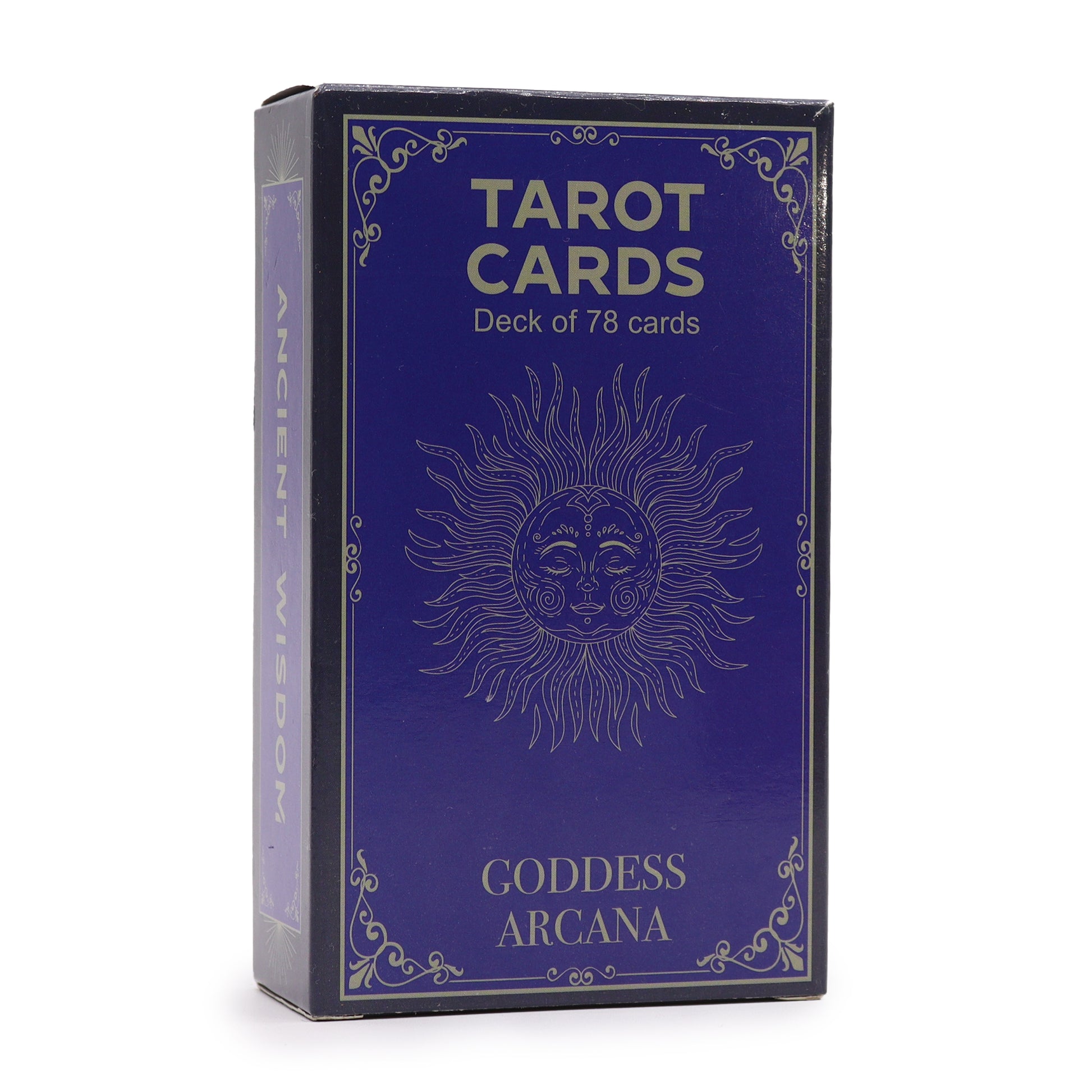 Tarot Cards with Guide Book - Goddess Arcana features a stunning design and 78-card deck for mystical exploration.