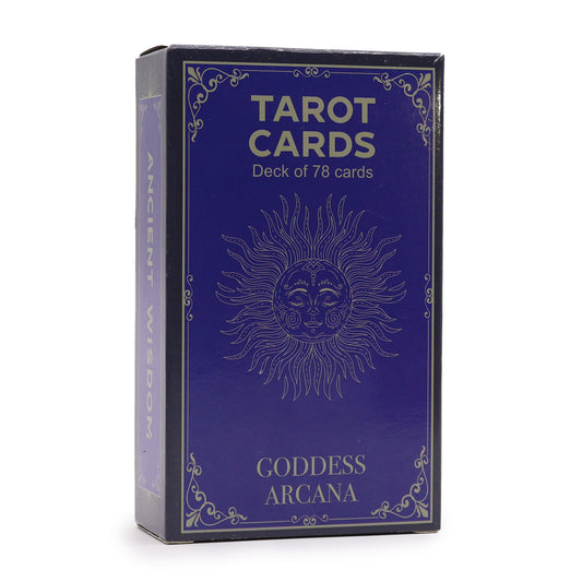 Tarot Cards with Guide Book - Goddess Arcana features a stunning design and 78-card deck for mystical exploration.