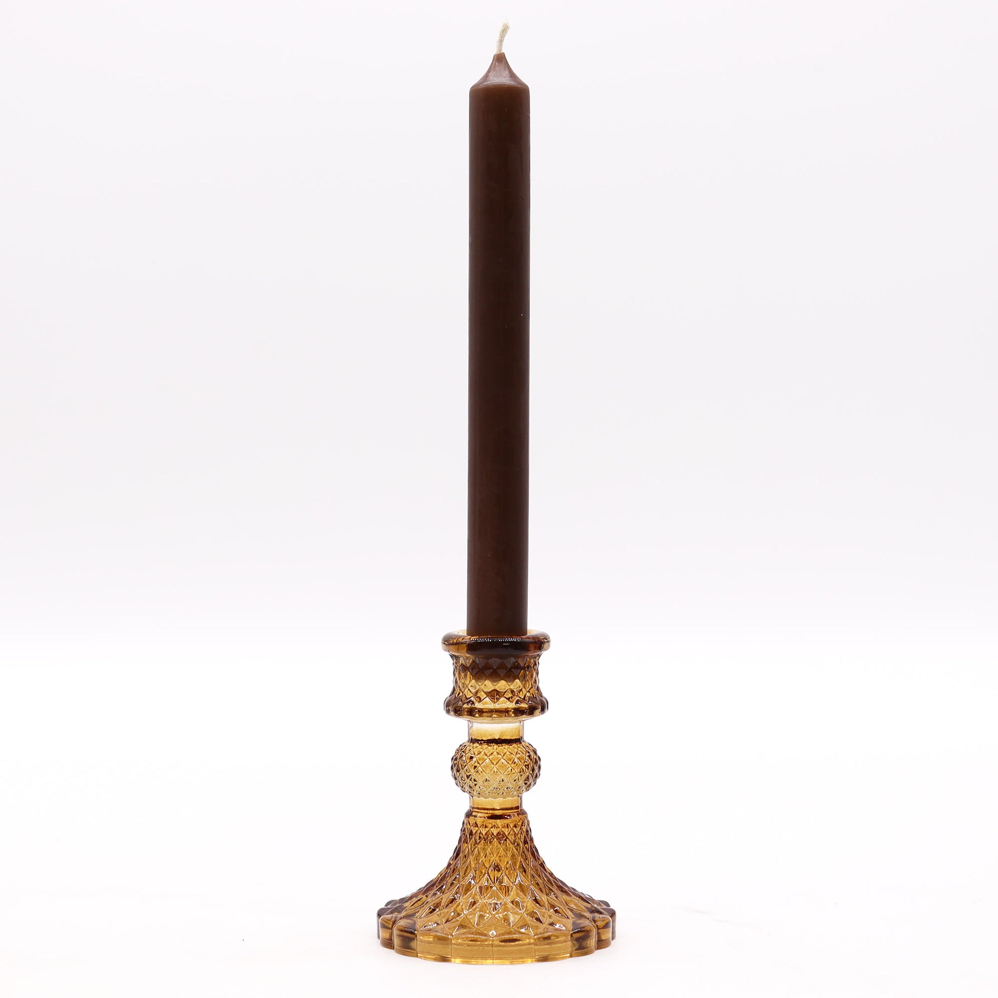 Vintage Dinner Candle Holder - Antique Amber