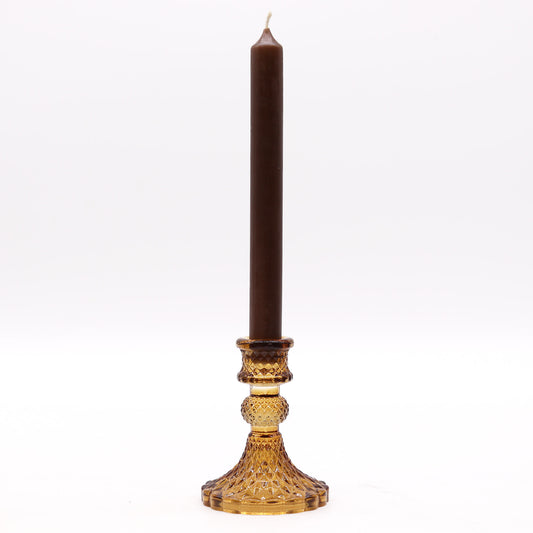 Vintage Dinner Candle Holder - Antique Amber